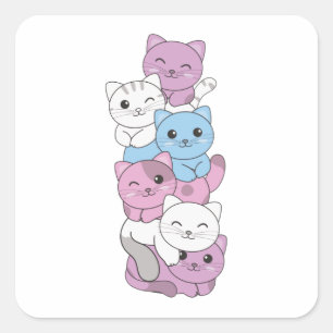 Sticker Carré Drapeau Intersexe Pride de chat Lgbtq Cute Chat Ca