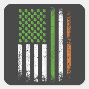 Sticker Carré Drapeau irlandais américain Irlande