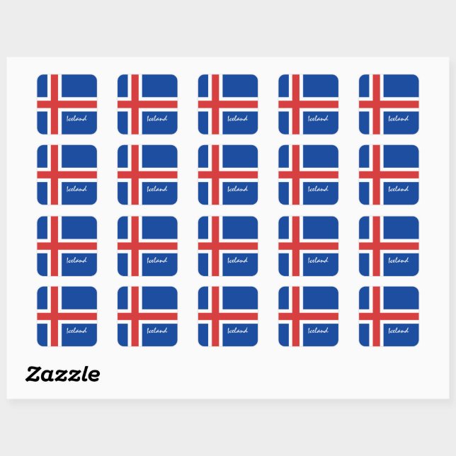 Sticker Carré Drapeau islandais et fans de vacances/sport en Isl (Feuille)