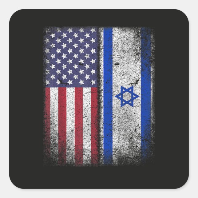 Sticker Carré Drapeau Israélo-Américain Israël Usa Racines Améri (Devant)