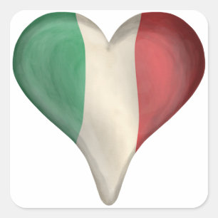 Sticker Carré Drapeau Italien Dans Un Coeur