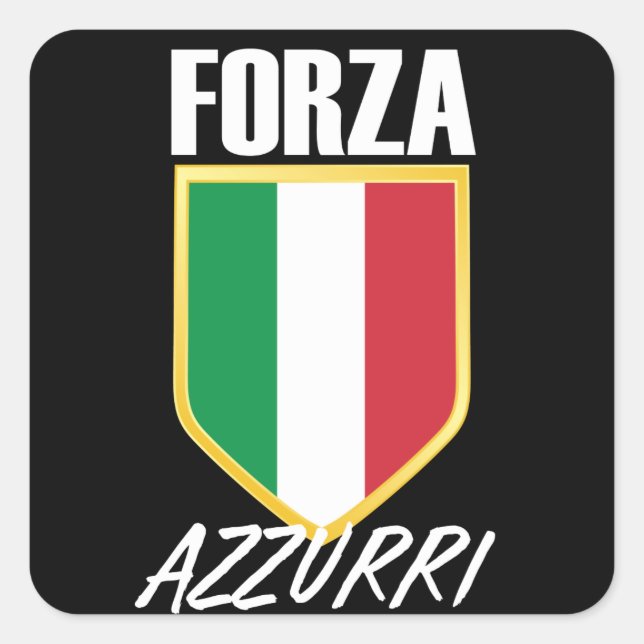 Sticker Carré Drapeau italien Forza Azzurri (Devant)