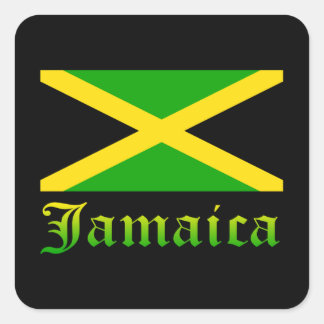 Sticker Carré Drapeau jamaïcain, noir, vert et jaune