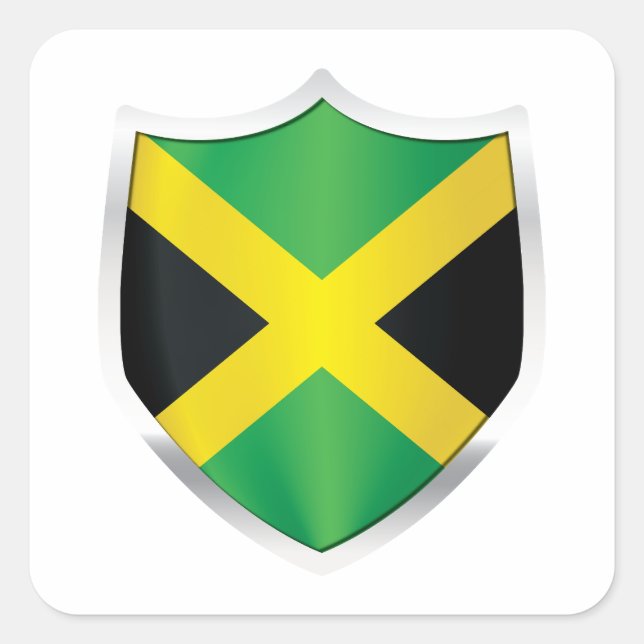 Sticker Carré Drapeau Jamaïcain Silver Shield (Devant)