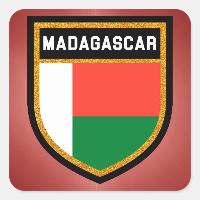 Sticker Carré Drapeau Madagascar (Devant)