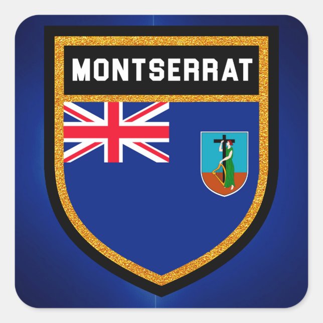 Sticker Carré Drapeau Montserrat (Devant)