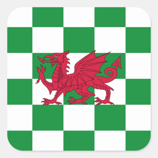 Sticker Carré Drapeau mystique de dragon celtique rouge du Pays  (Devant)