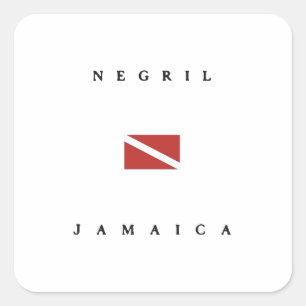 Sticker Carré Drapeau Negril Jamaïque Scuba Dive