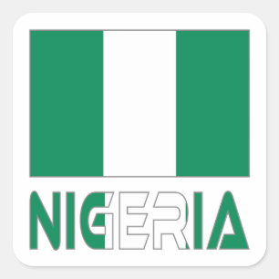 Sticker Carré Drapeau nigérian et Nigeria