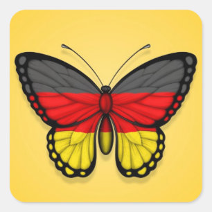 Sticker Carré Drapeau papillon allemand sur jaune