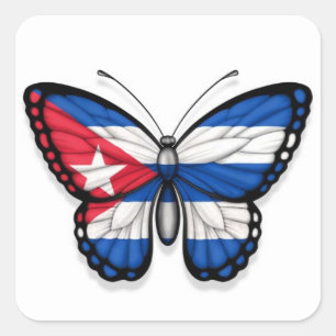 Sticker Carré Drapeau papillon cubain