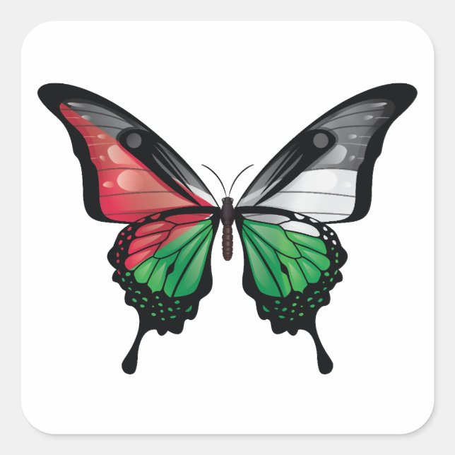 Sticker Carré Drapeau papillon de la Palestine (Devant)