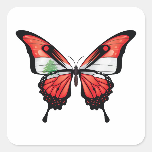 Sticker Carré Drapeau papillon noir du Liban (Devant)