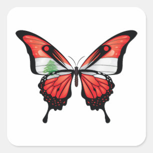 Sticker Carré Drapeau papillon noir du Liban