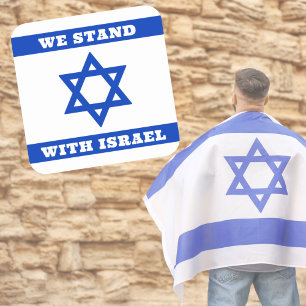 Sticker Carré Drapeau Patriotique d'Israël, nous sommes avec Isr