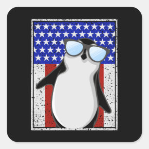 Sticker Carré Drapeau Penguin USA