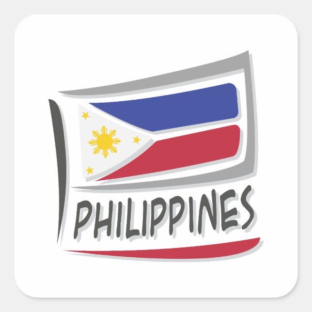 Sticker Carré Drapeau philippin Pride X (Devant)