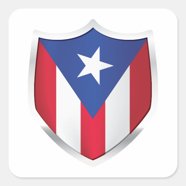 Sticker Carré Drapeau Porto Rico Silver Shield (Devant)