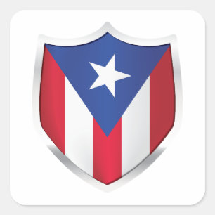 Sticker Carré Drapeau Porto Rico Silver Shield