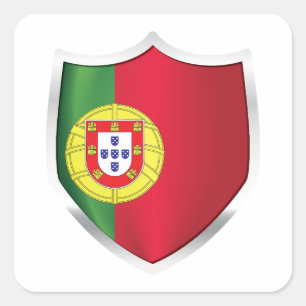 Sticker Carré Drapeau Portugal Silver Shield