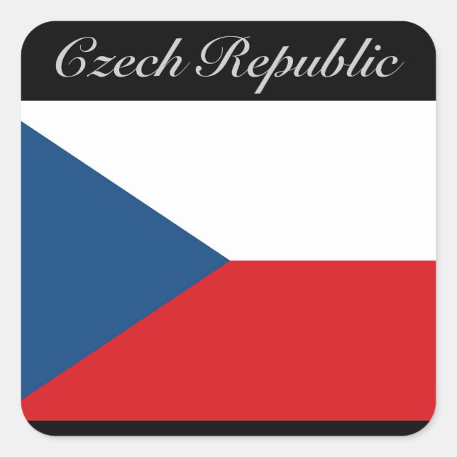 Sticker Carré Drapeau République tchèque - Ceska Republika (Devant)