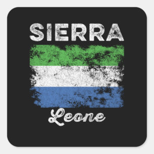Sticker Carré Drapeau Sierra Leone en détresse