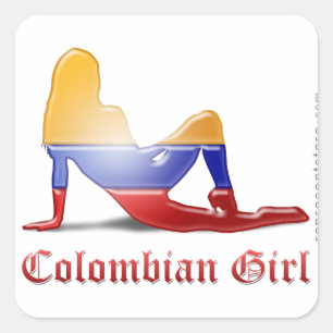 Sticker Carré Drapeau Silhouette pour fille colombienne