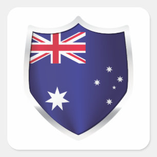 Sticker Carré Drapeau Silver Shield Australie