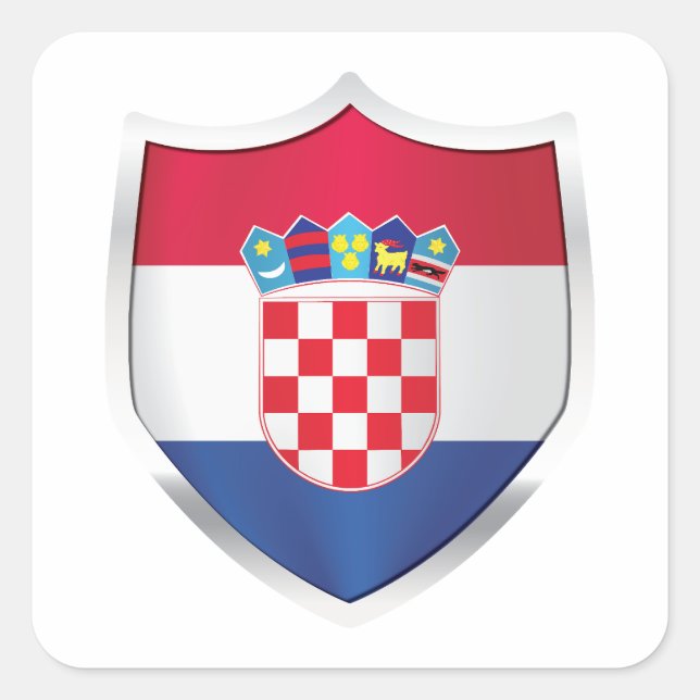 Sticker Carré Drapeau Silver Shield Croatie (Devant)