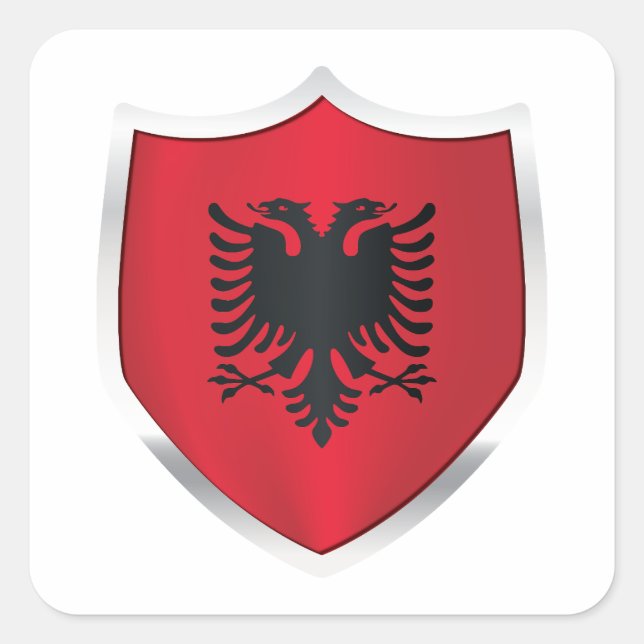 Sticker Carré Drapeau Silver Shield en Albanie (Devant)