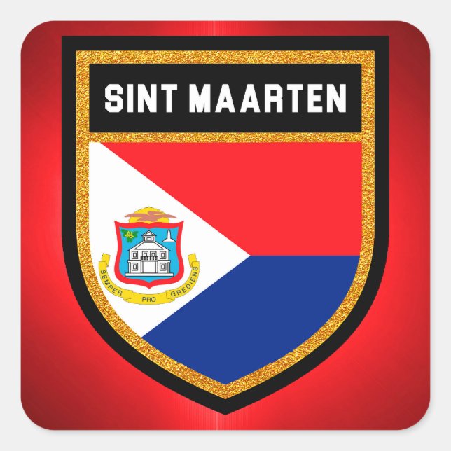 Sticker Carré Drapeau Sint Maarten (Devant)