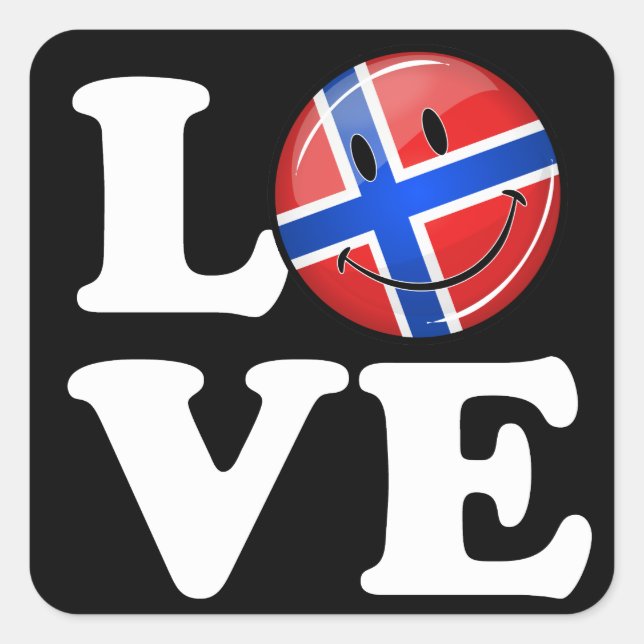 Sticker Carré Drapeau souriant Love Norway (Devant)