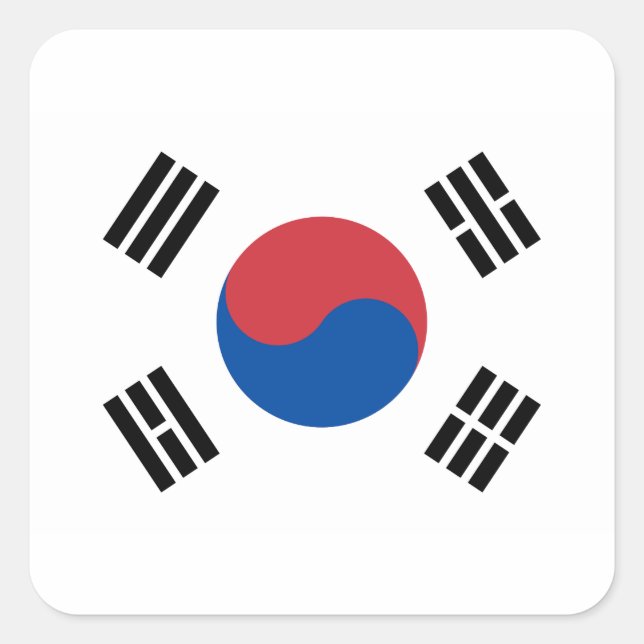 Sticker Carré Drapeau sud-coréen - Corée - Taegeukgi - 대 한 민 국 의 (Devant)