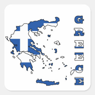 Sticker Carré Drapeau sur la carte de la Grèce