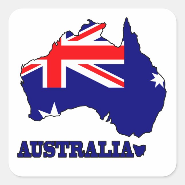 Sticker Carré Drapeau sur la carte de l'Australie (Devant)