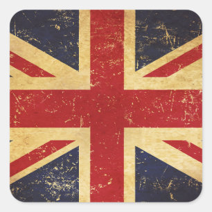 Sticker Carré Drapeau Union Jack britannique Vintage