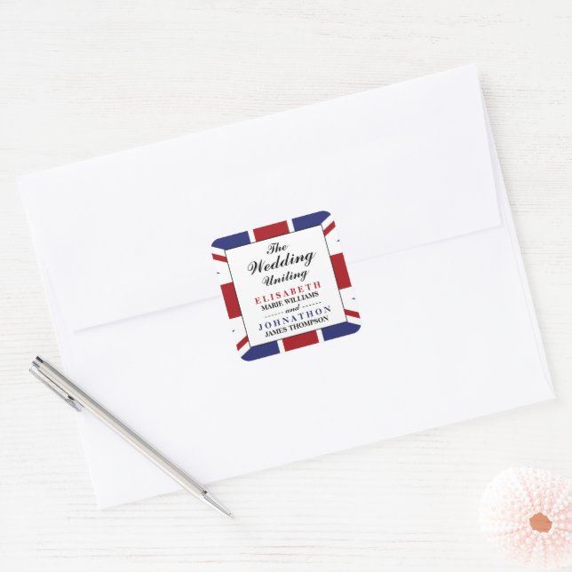 Sticker Carré Drapeau Union Jack Mariage britannique (Enveloppe)