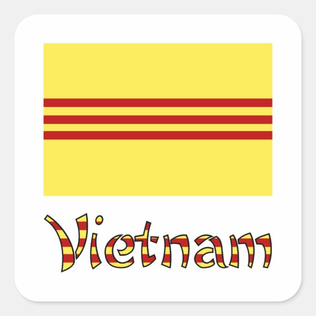 Sticker Carré Drapeau vietnamien et sud-vietnamien (Devant)