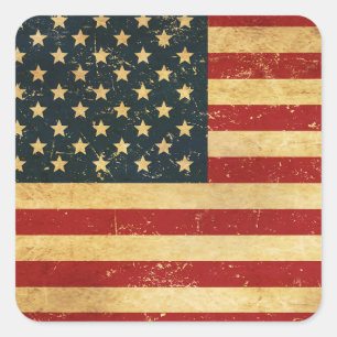 Sticker Carré Drapeau Vintage américain Grunge