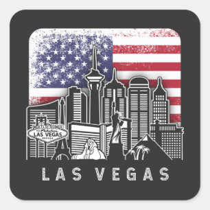 Sticker Carré Drapeau Vintage américain Las Vegas Nevada