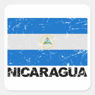 Sticker Carré Drapeau Vintage du Nicaragua
