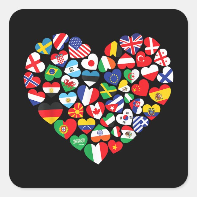 Sticker Carré Drapeaux des pays du pavillon international (Devant)