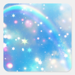 Sticker Carré Dreamly Sparkle Rainbow Unicorn Sky