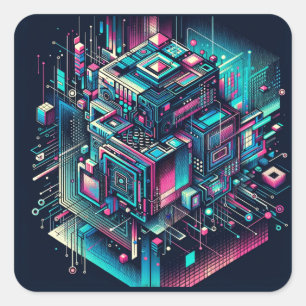Sticker Carré Dreamscape Cybernétique