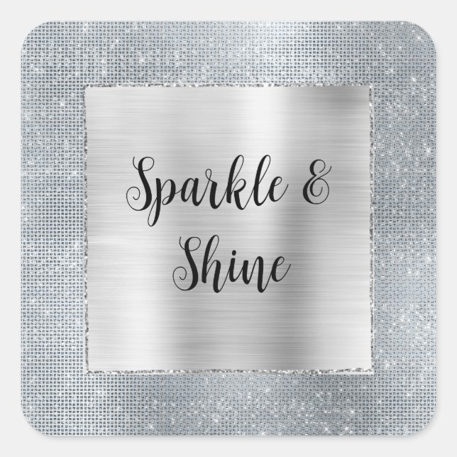 Sticker Carré Dreamy Glitzy Silver Sparkle (Devant)