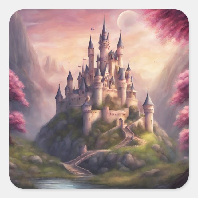 Sticker Carré Dreamy Imaginaire Castle Artwork (Devant)