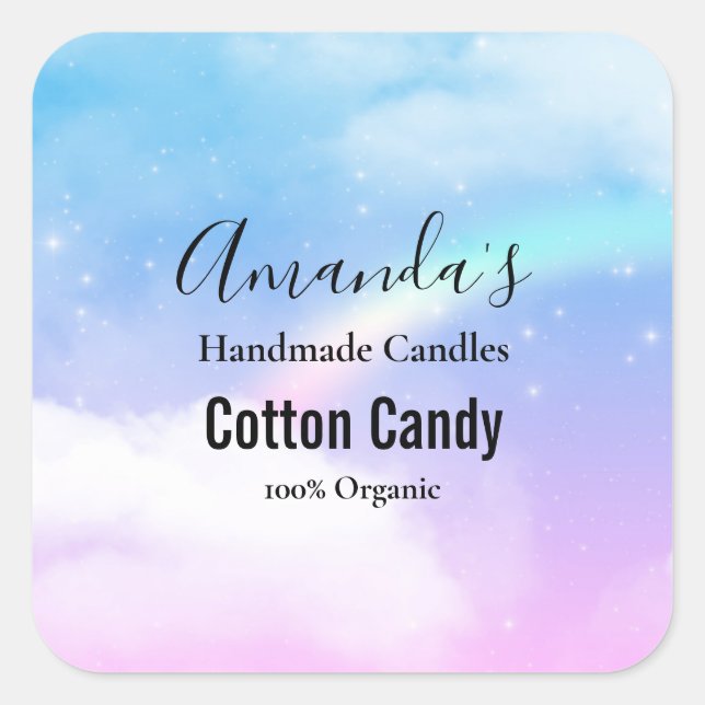 Sticker Carré Dreamy Pastel Nuds avec arc-en-ciel (Devant)