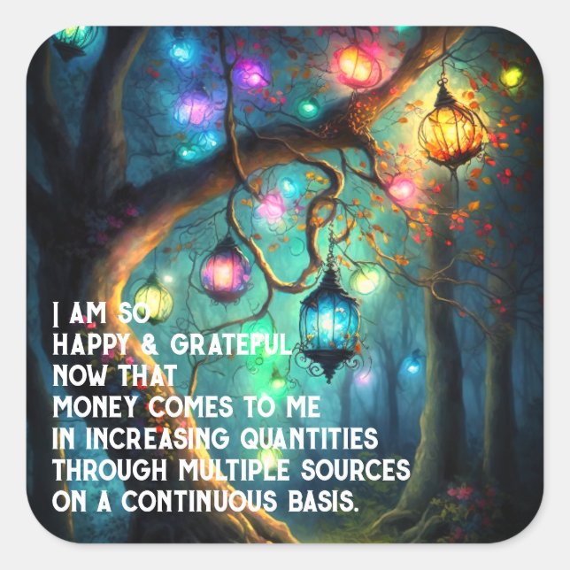 Sticker Carré Droit d'attraction Manifestation de l'argent Citat (Devant)