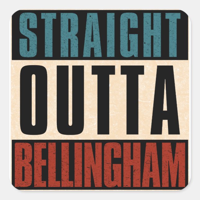 Sticker Carré Droit devant Bellingham Washington WA (Devant)