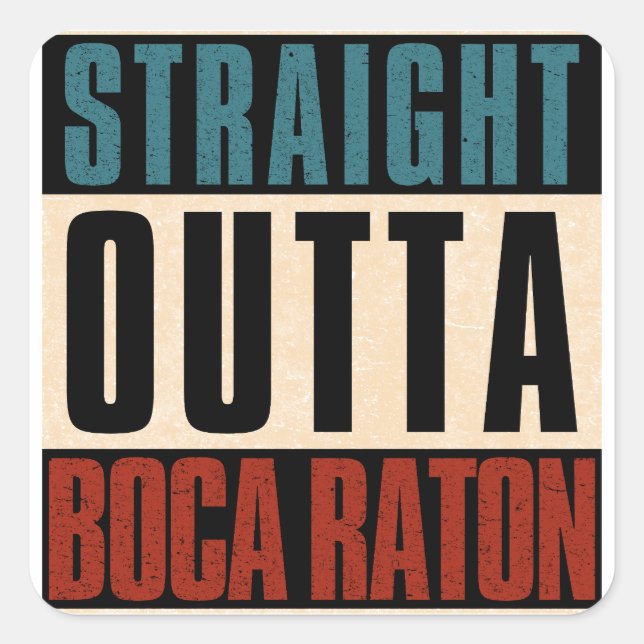 Sticker Carré Droit devant Boca Raton Floride FL (Devant)